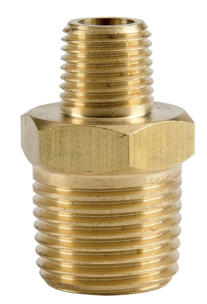 BRASS REDUCING NIPPLE 1/2" X 1/4"
