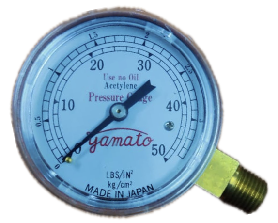 ACETYLENE PRESSURE GAUGE 50 PSI 1/4" BOTTOM JAPAN