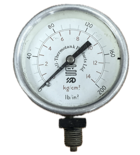 PRESSURE GAUGE 2-1/2" 14BAR/200PSI 1/4" BOTTOM HT