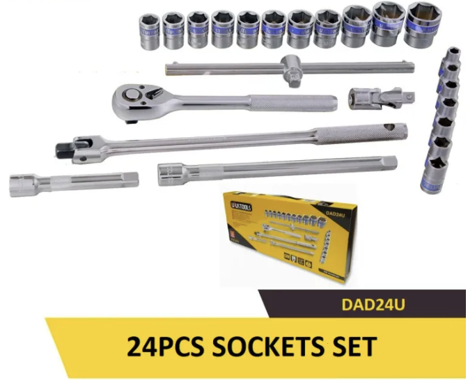 24PC SOCKET SET 1/2" IN METAL CASE DAD24U UYUS