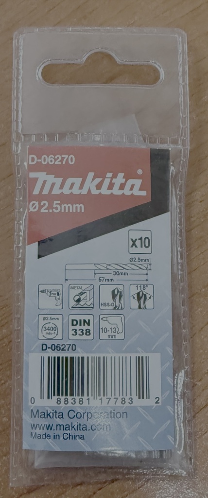 SS DRILL BIT 2.5MM MAKITA