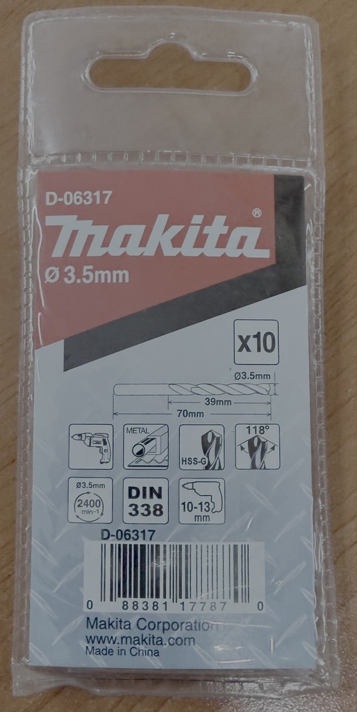 SS DRILL BIT 3.5MM MAKITA
