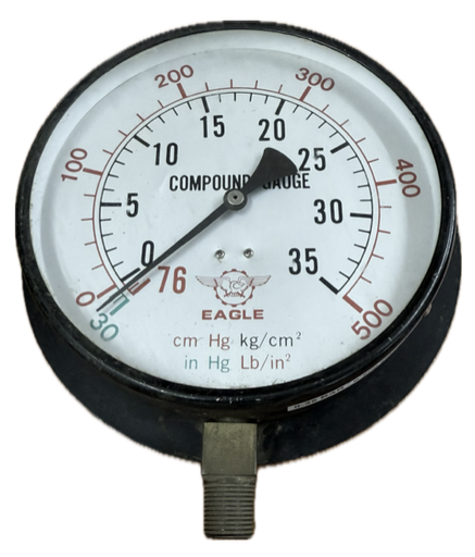[1574] COMPOUND GAUGE 6" 0-35 BAR,0-500 PSI 3/8" BOTTOM CONNECTION EAGLE