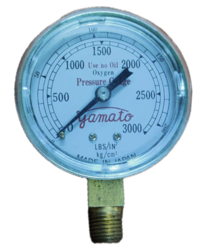 [1581] OXYGEN PRESSURE GAUGE 2-1/2" 200BAR/3000PSI 3/8" BOTTOM JAPAN