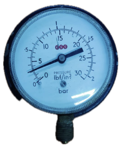 [1585] PRESSURE GAUGE 2-1/2" 2BAR/30PSI 1/4" BOTTOM BSS