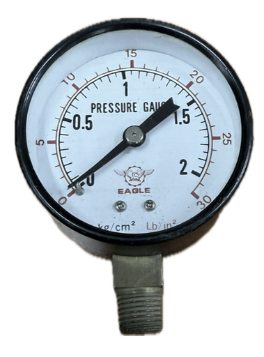 [1586] PRESSURE GAUGE 2-1/2" 2BAR/30PSI 1/4" BOTTOM EAGLE