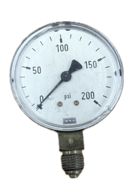 [1589] PRESSURE GAUGE 2-1/2" 200PSI 1/4" BOTTOM WIKA