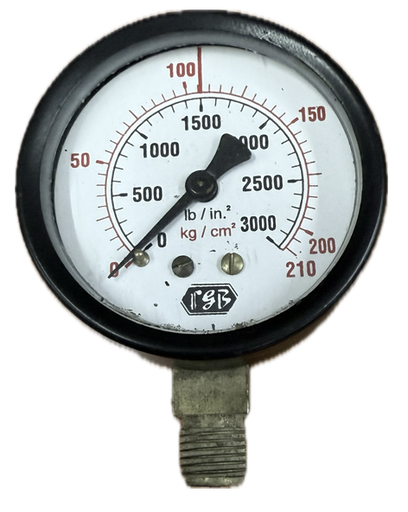 [1590] PRESSURE GAUGE 2-1/2" 210BAR/3000PSI 1/4" BOTTOM FGB