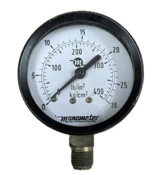 [1591] PRESSURE GAUGE 2-1/2" 28BAR/400PSI 1/4" BOTTOM MANOMETER