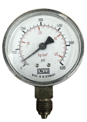 [1596] PRESSURE GAUGE 2-1/2" 40BAR/600PSI 1/4" BOTTOM GERMANY