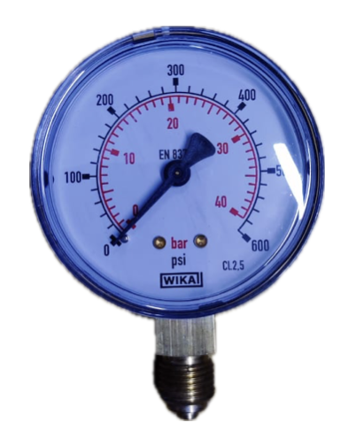 [1597] PRESSURE GAUGE 2-1/2" 40BAR/600PSI 1/4" BOTTOM WIKA