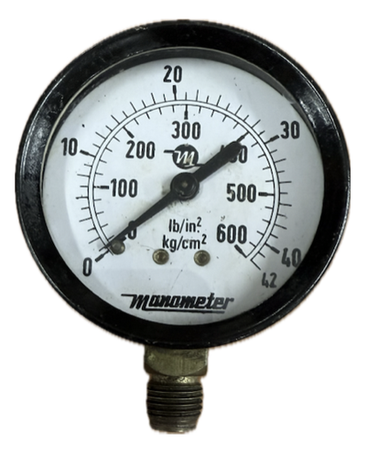 [1598] PRESSURE GAUGE 2-1/2" 40BAR/600PSI 1/4" BOTTOM MANOMETER