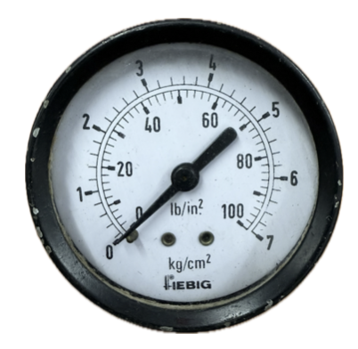 [1601] PRESSURE GAUGE 2-1/2" 7BAR/100PSI 1/4" BACK FGB