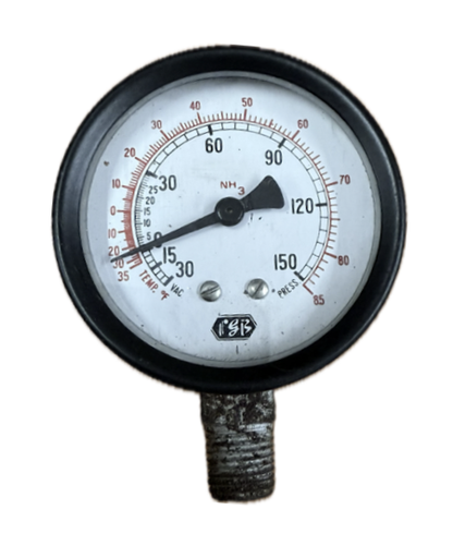 [1604] PRESSURE GAUGE 2-1/2" 30INHG-150PSI 1/4" BOTTOM AMMONIA FGB