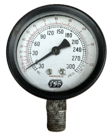 [1605] PRESSURE GAUGE 2-1/2" 30INHG-300PSI 1/4" BOTTOM AMMONIA FGB