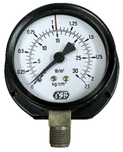 [1619] PRESSURE GAUGE 2-1/2" 2BAR/30PSI 3/8" BOTTOM FGB
