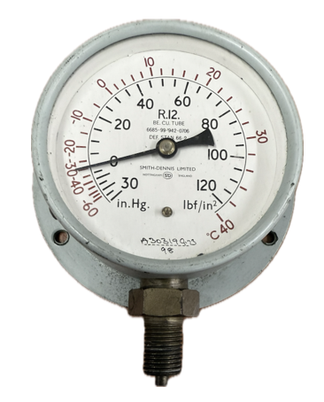 [1622] PRESSURE GAUGE 2-1/2" -30INHG-120PSI 1/4" BOTTOM SMITH