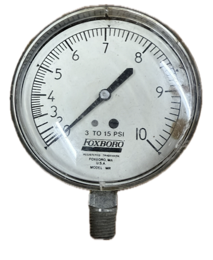 [1625] PRESSURE GAUGE 4" 10PSI 1/4" BOTTOM FOXBORO