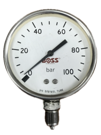 [1627] PRESSURE GAUGE 4" SS 100BAR 3/8" BOTTOM BOSS