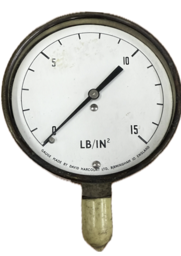[1633] PRESSURE GAUGE 4" 15PSI 3/8" BOTTOM UK BRASS