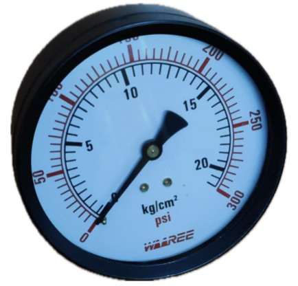[1642] PRESSURE GAUGE 4" 20BAR/300PSI 3/8" BACK WAREE