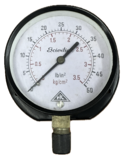 [1649] PRESSURE GAUGE 4" 4BAR/50PSI 3/8" BOTTOM IK