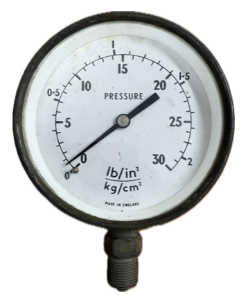 [1651] PRESSURE GAUGE 4" 30BAR 3/8" BOTTOM UK BRASS