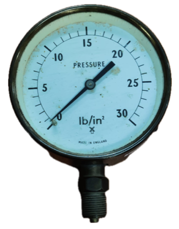 [1652] PRESSURE GAUGE 4" 30PSI 3/8" BOTTOM UK