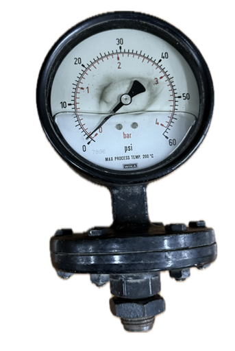 [1653] PRESSURE GAUGE 4" 4BAR/60PSI 1/2" BOTTOM GLYCERINE WIKA