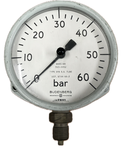[1664] PRESSURE GAUGE 4" 60BAR 3/8" BOTTOM BUDENBERG