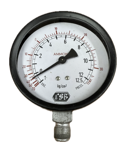 [1670] PRESSURE GAUGE 4" -1-12.5BAR 3/8" BOTTOM AMMONIA FGB