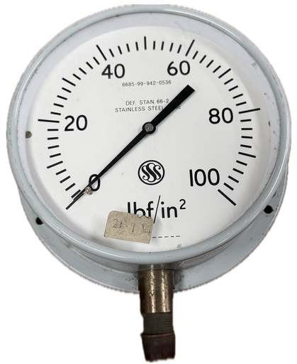[1680] PRESSURE GAUGE 6" 100PSI 3/8" BOTTOM SSS