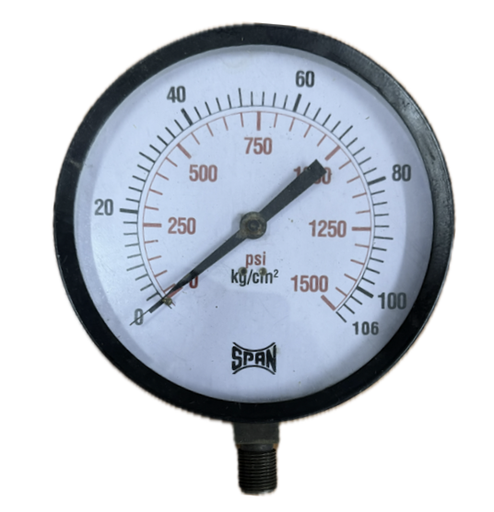 [1681] PRESSURE GAUGE 6" 100BAR/1500PSI 3/8" BOTTOM SPAN