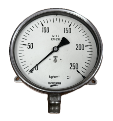 [1687] PRESSURE GAUGE 6" SS 250BAR 1/2" NPT BOTTOM BOURDON SEDME