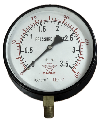 [1688] PRESSURE GAUGE 6" 3.5BAR/50 PSI 3/8" BOTTOM EAGLE