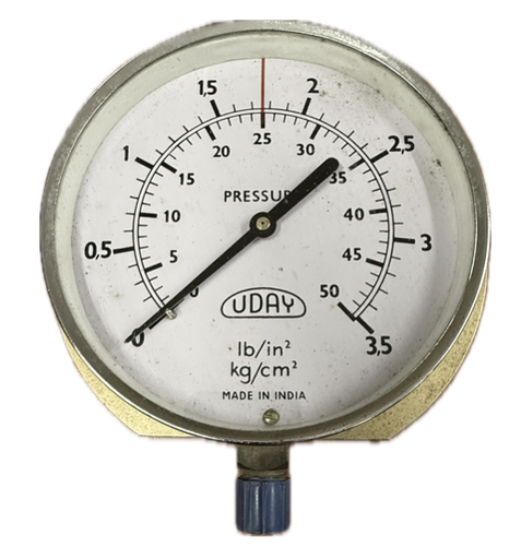 [1689] PRESSURE GAUGE 6" 3.5BAR/50PSI 3/8" BOTTOM UDAY