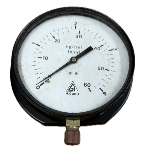[1695] PRESSURE GAUGE 6" 4BAR/60PSI 3/8" BOTTOM GURU