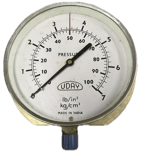 [1706] PRESSURE GAUGE 6" 7BAR/100PSI 3/8" BOTTOM UDAY