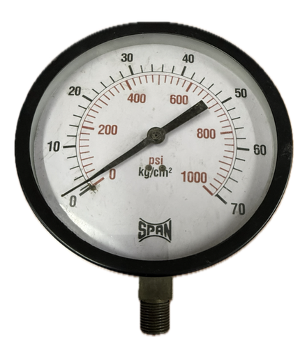 [1708] PRESSURE GAUGE 6" 70BAR/1000PSI 3/8" BOTTOM SPAN