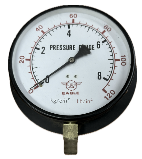 [1710] PRESSURE GAUGE 6" 8BAR/120PSI 3/8" BOTTOM EAGLE
