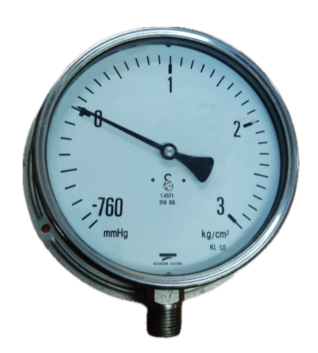 [1711] PRESSURE GAUGE 6" SS -760MMHG-3BAR 1/2" NPT BOTTOM BOURDON SEDME