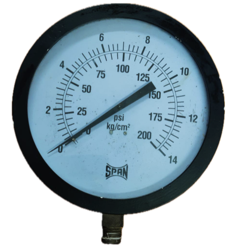 [1714] PRESSURE GAUGE 8" 14BAR/200PSI 1/2" BOTTOM SPAN