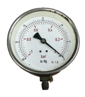 [1722] VACUUM GAUGE 4" 0- (-1) BAR 1/8" BOTTOM CONNECTION