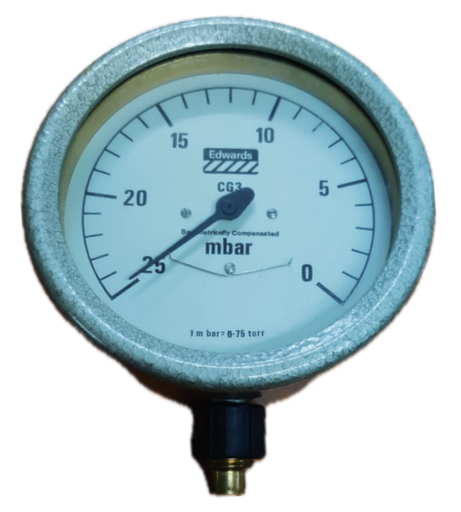 [1723] VACUUM GAUGE 4" 0-25 MBAR 3/8" BOTTOM CONNECTION EDWARDS UK