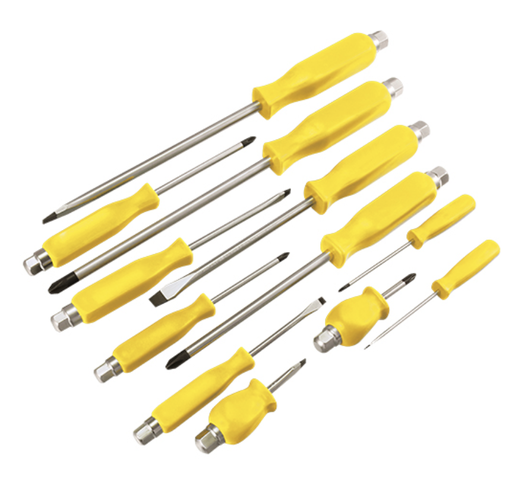 [3905] 12PC GO-THROUGH SCREWDRIVER SET 3-8MM, PH0-2 DEG12AU UYUS
