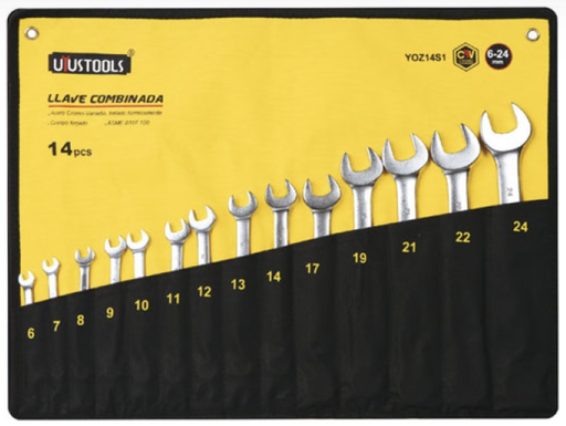 [3907] 14PC COMBINATION SPANNER SET 6-24MM YOZ14S1 UYUS