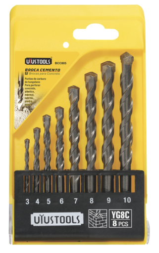 [3943] 8PC MASONARY DRILL BITS 3-10MM BCC805 UYUS