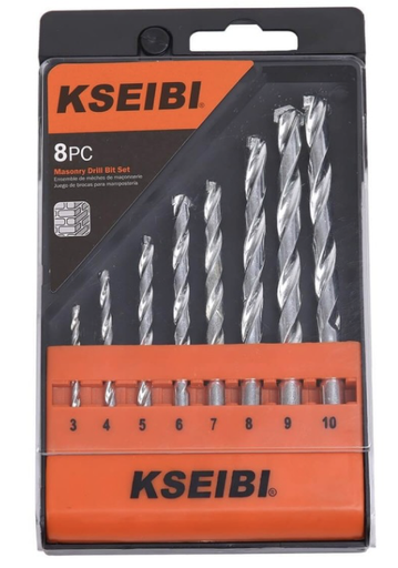 [3944] 8PC MASONARY DRILL BITS 3-10MM 598175 KSEIBI