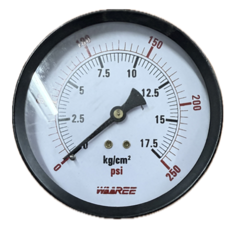[7501] PRESSURE GAUGE 4" 16BAR/250PSI 3/8" BACK WAREE