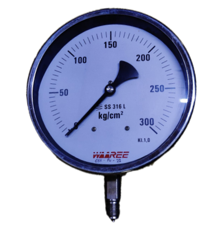 [8311] PRESSURE GAUGE 6" SS 300BAR 1/2" BOTTOM WAREE
